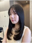 美髪レイヤーカット/顔まわりレイヤー/くびれミディアムレイヤー