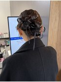 ツインリボンアレンジカチモリおよばれヘアアレンジ