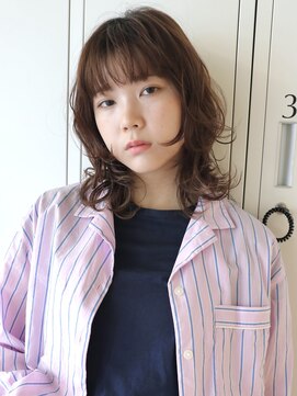 ロジェ(loje) 20代30代40代 ミディアムレイヤーパーマ/ミルクブラウンカラー