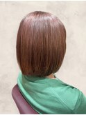 20代30代40代ピンクベージュ艶感ストレート透明感ナチュラル
