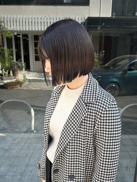 イヴォーク トーキョー(EVOKE TOKYO) 韓国ボブヘア切りっぱなしボブ タッセルボブ グレージュカラー