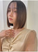 ボブ/前髪カット/レイヤーカット×ケアブリーチ/デザインカラー