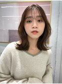 ボブ/大人かわいい/フェザーバング/透け感グレージュ