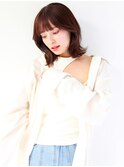 【柴田優香】薄めバングとナチュラルなワンカールミディアムボブ