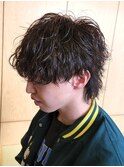 マッシュウルフ波巻きツイストスパイラルパーマメンズ