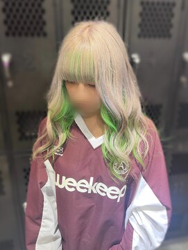 バド(Bud) White beige × Lime green ♪.*+・