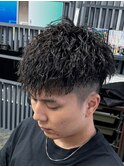 センターパートショートヘアツイストパーマニュアンスパーマ