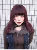 ボルドー　ワインレッド　姫カットレイヤー　宇都宮