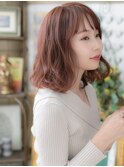 ★チェリーレッド抜け感ゆるふわエアリーボブパーマ20代30代★1