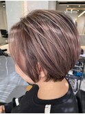 ハイライトカラー/ハイライトボブ/細めハイライト/白髪ぼかし