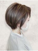 20代30代ミニボブココアブラウン小顔美肌ストレート丸み