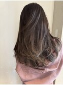 レイヤーカット、おしゃれハイライト、白髪ぼかし