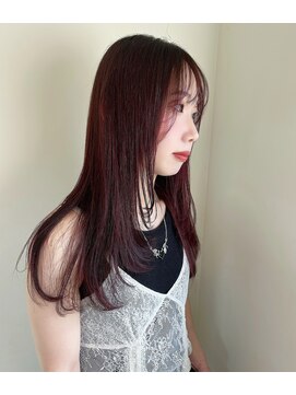 ヘアーデザイン イーエックスターバン(Hair Design ex Turban) レイヤーワインレッドカラー