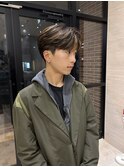 メンズセンターパートウルフセンターパートニュアンスパーマ襟足