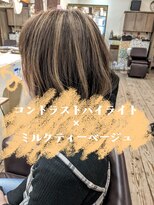 コワファーストナガサキシャンプーボーイ(COIFF1RST NAGASAKI SHAMPOO BOY)&nbsp;コントラストハイライト×ミルクティーベージュ