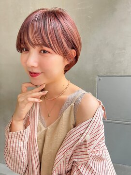 スティーロ 渋谷(Steelo) Steelo  小顔丸みショート×大人ピンクベージュ