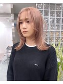 ミルクティーベージュダブルカラーブリーチカラーレイヤーカット