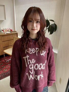 ヘアーアイスカルテット(HAIR ICI QUARTET) 大人可愛い艶髪暖色オレンジカラーくびれウルフロングレイヤー