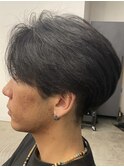 フェザーパーマ/グレーブルーカラー/刈り上げショートパンク