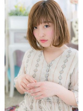 ミック ヘアアンドメイク アップ 駒込店(miq Hair&Make up) 斜めバングフォギーベージュ前下がりのラブナチュミディ