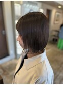 モカブラウン×ヘルシースタイル×内巻きボブ×ナチュラルカラー