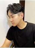 かき上げヘア七三オールバックツーブロックパーマ
