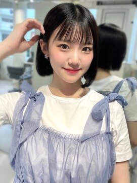 ユーフォリア 渋谷グランデ(Euphoria SHIBUYA GRANDE) シースルーバング　切りっぱなしボブ　ダークグレージュカラー