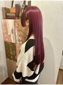 ピンクカラー×姫カット