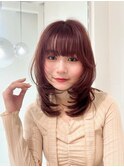 ミニウルフレイヤーカット顔周り前髪韓国ミディアムロング/大宮