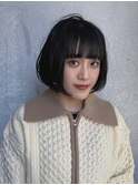 柴田　ボブ×ワイドバングブルーブラック