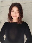 ミディアム大人ウルフ波ウェーブ結べるボブレイヤーカットうる艶