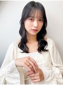 20代30代◎秋のブリーチなしアッシュブラウン外ハネミディ