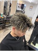 メンズパーマ金メッシュツイスパ