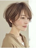 大人ショート　白髪ぼかし　脱白髪染め　ハイライト40代50代60代