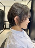 小顔効果◎前下がりボブ／オリーブグレージュ／ショートボブ