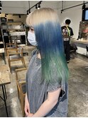 デザインカラー/名古屋/ハイトーン/ブリーチ/青/緑/ブロンド