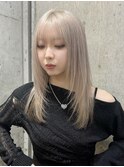 ミルクティーグレージュ小顔ウルフレイヤーくびれロングレイヤー