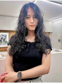 セミドライ　ニュアンス　ロングパーマ　ケアパーマ　レイヤー