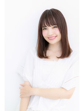 カバーヘア イヴ 戸頭店(COVER HAIR EVE) 大人かわいい♪斜めバングワンカールセミディZ戸頭20代30代40代