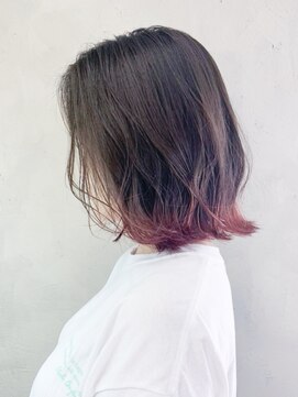 アイティー バイ アルバム 浦和店(IT by ALBUM) 裾ピンク_セシルカットココアブラウンフリンジウェーブ_ba297322