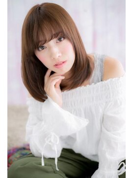 ミック ヘアアンドメイク アップ 駒込店(miq Hair&Make up) 艶カラーでリッチ感◎ヘーゼルベージュワンカールミディa1