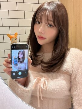 ノク 横浜南幸(nok) レイヤーミディアム_美髪ピンクブラウン切りっぱなしボブ