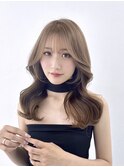 韓国ヘアレイヤーロングことりベージュミルクティベージュ