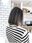 30代40代50代ミディアムボブ白髪ぼかしハイライト脱白髪染め