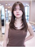 韓国レイヤー顔周りカット透明感カラー髪質改善艶髪シースルー