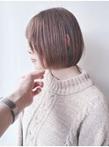 *透明感顔周りレイヤーボブ切りっぱなしボブ耳かけボブ軽めボブ
