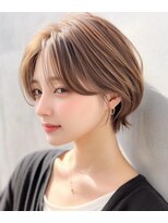 美容室9A&nbsp;ショートレイヤー×ハイライト×透明感グレージュ