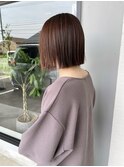 20代30代ミニボブココアブラウン小顔美肌ストレートボブ切りっぱ