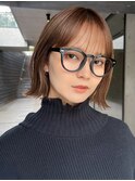 外ハネボブ くびれヘア アプリコットオレンジ ワイドバング