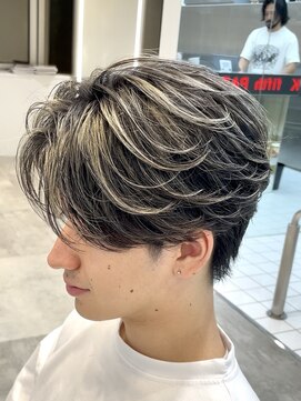 フィフスパーク(fifth PARK) 渋谷メンズハイライトカラー緩めスパイラルパーマメッシュカラー